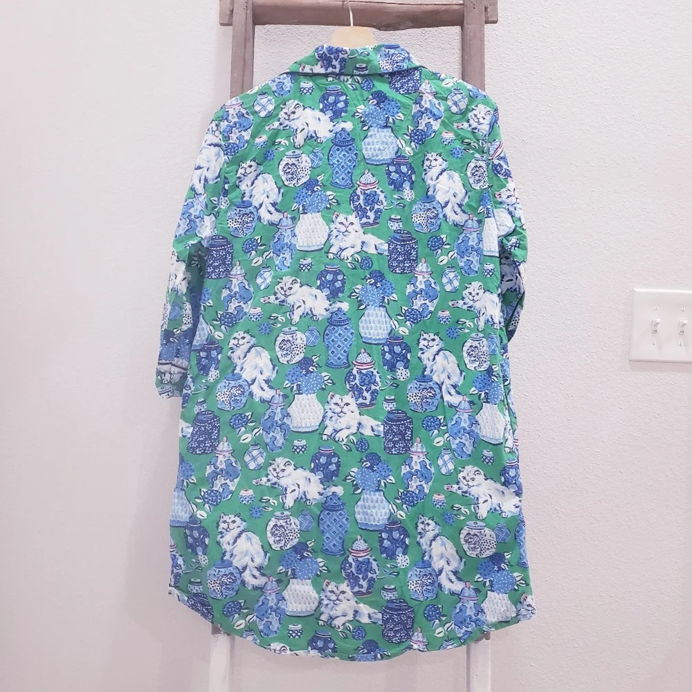 Printfresh Organic Cotton Fancy Cat Print Pajama Top Size Small - Picture 10 of 10